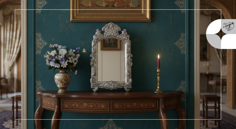 چیدمان ظروف نقره در نشیمن