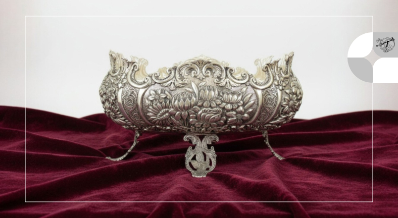 شکلات خوری نقره قلم برجسته گل و برگ