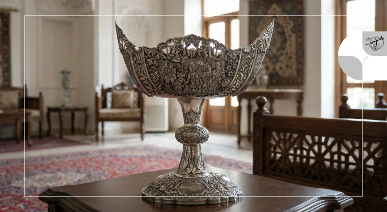 کشکول نقره قلم زنی شده