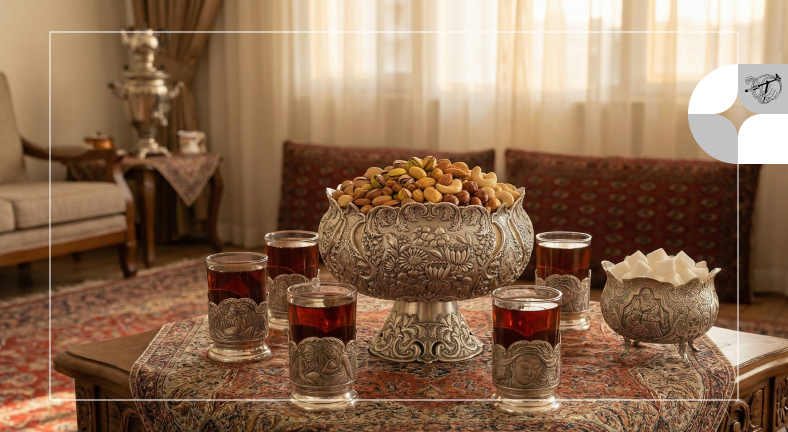 انواع طرحها و نقشهای قلمزنی در ظروف نقره