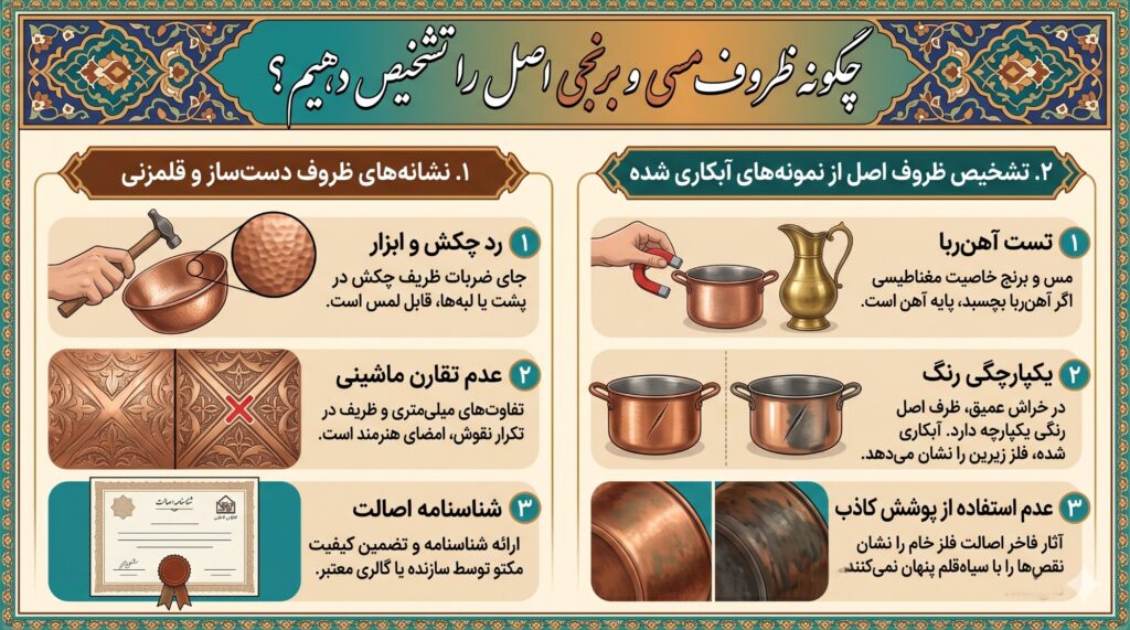 چگونه ظروف مسی و برنجی اصل را تشخیص دهیم؟