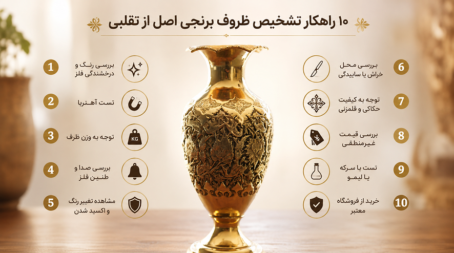 ۱۰ راهکار تشخیص ظروف برنجی اصل از تقلبی